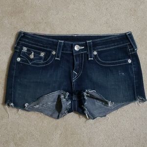 True Religion Julie Jean Shorts Cut Off Fray Sz 29